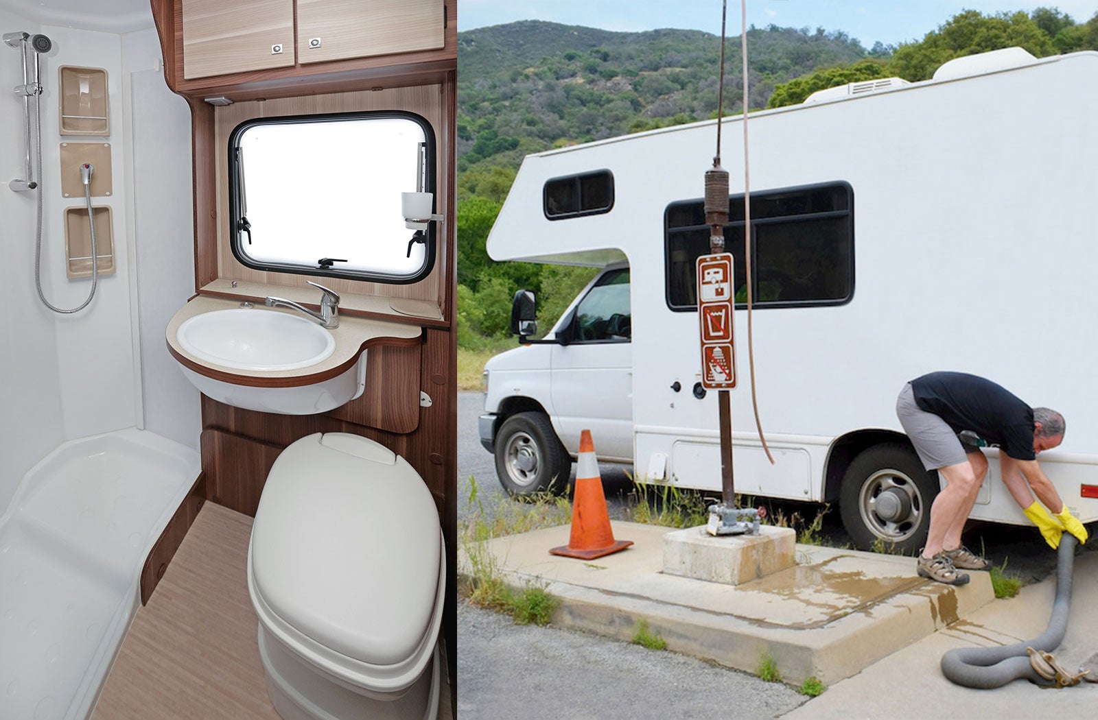 Portable RV/camper toilet and holding tank setup in Binghamton, New York State
